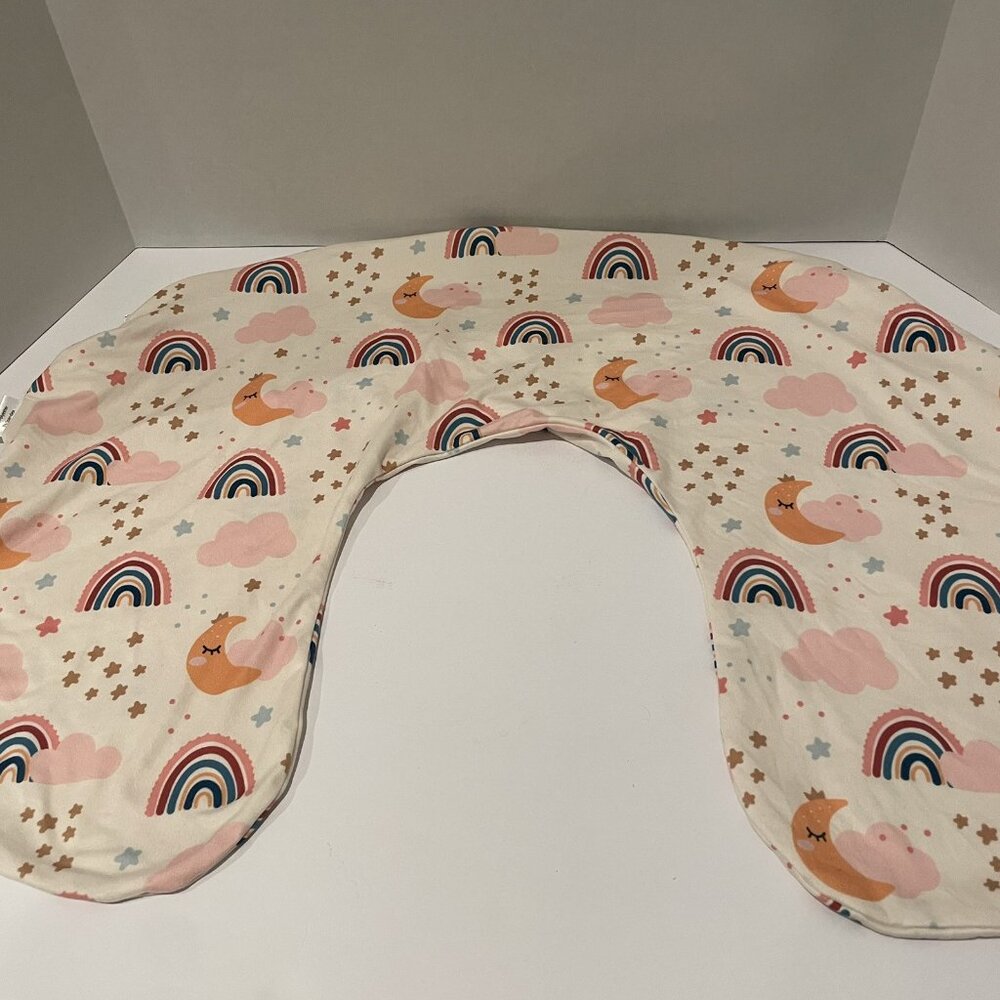 AlvaBaby Stretchy Nursing Pillow Cover, Rainbow Cloud Moon and Stars Design